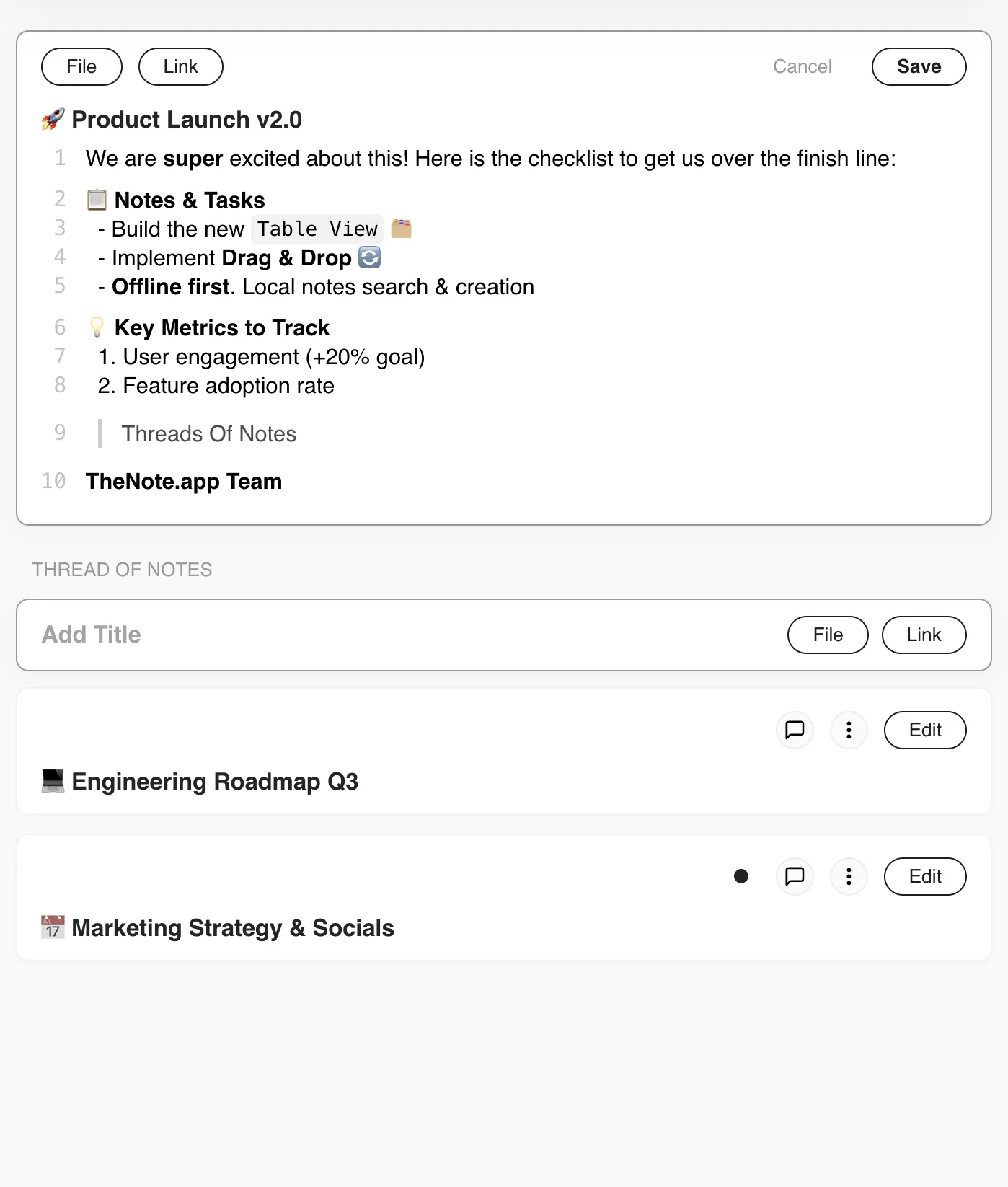 Formatted Notes Editor