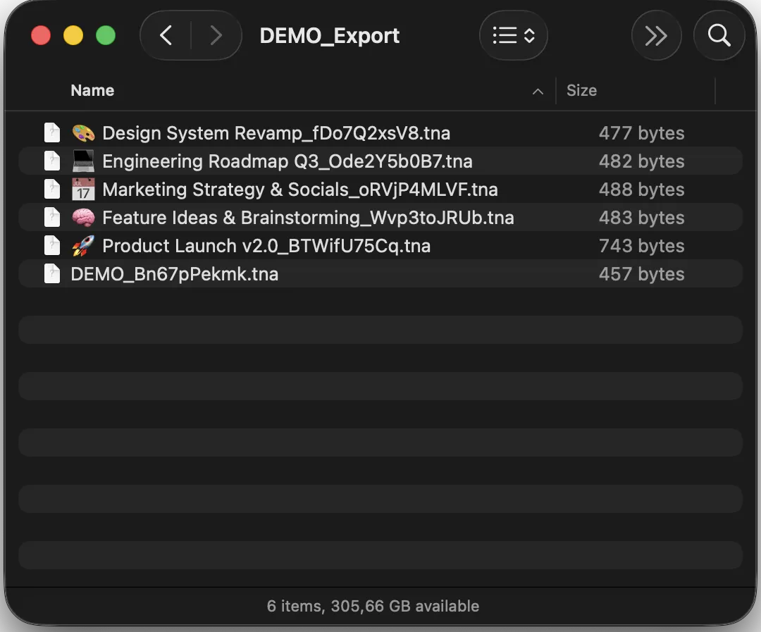 Exported Notes in Finder